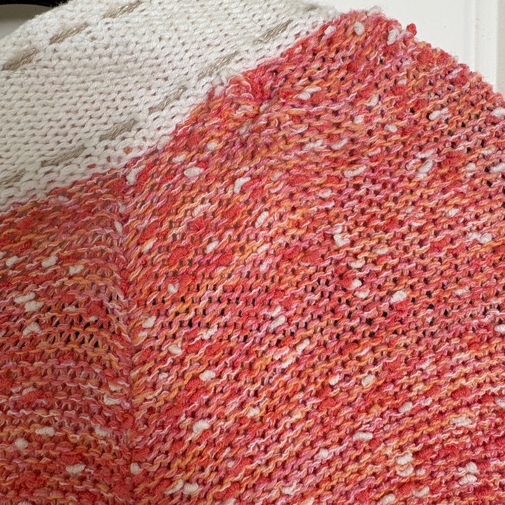 Curio Knit Sweater Jacket Small | Coral Bouclé Zip Front Boutique Jacket - Picture 6 of 6
